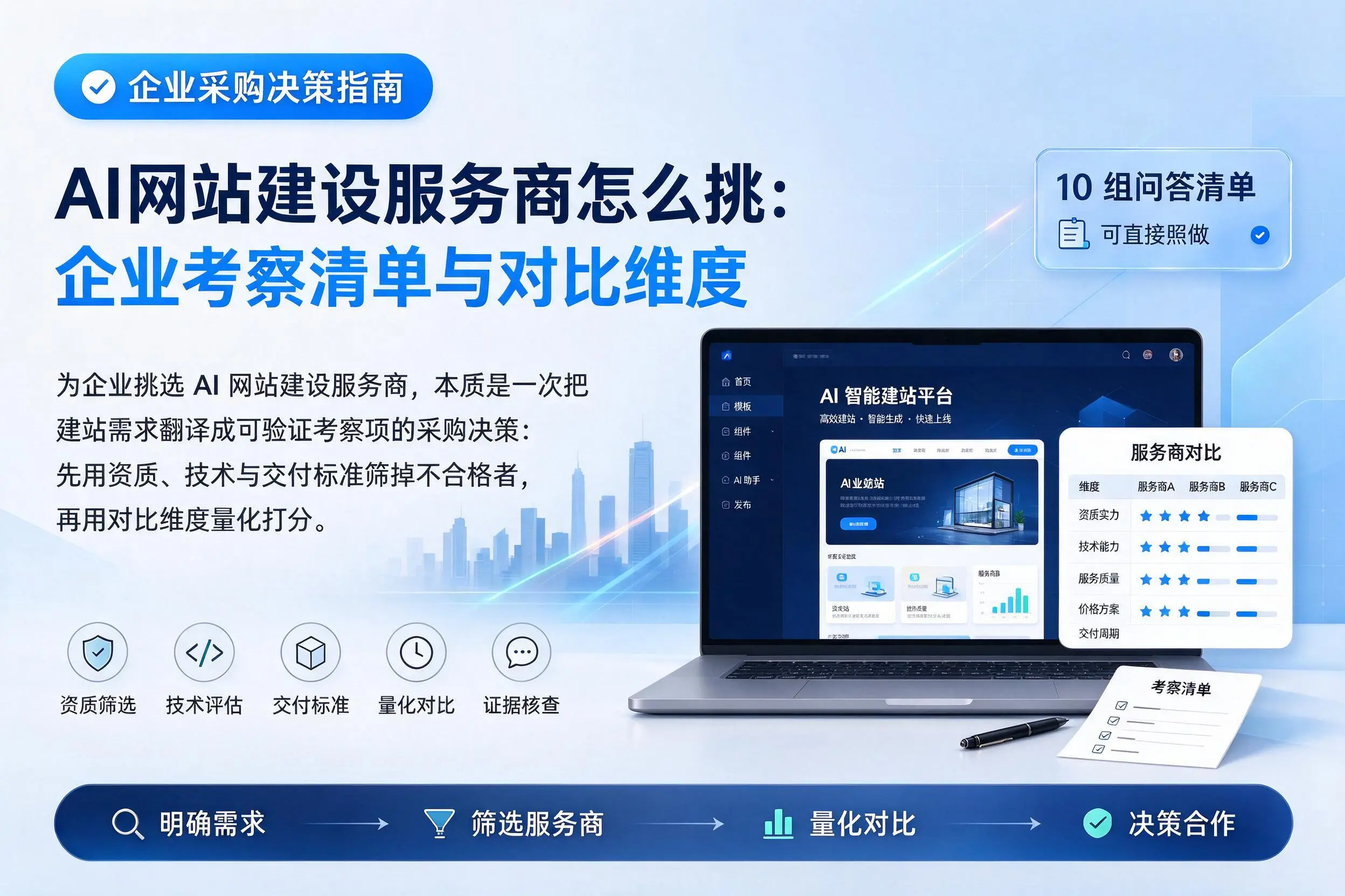 AI网站建设服务商怎么挑:邯郸企业考察清单与对比维度