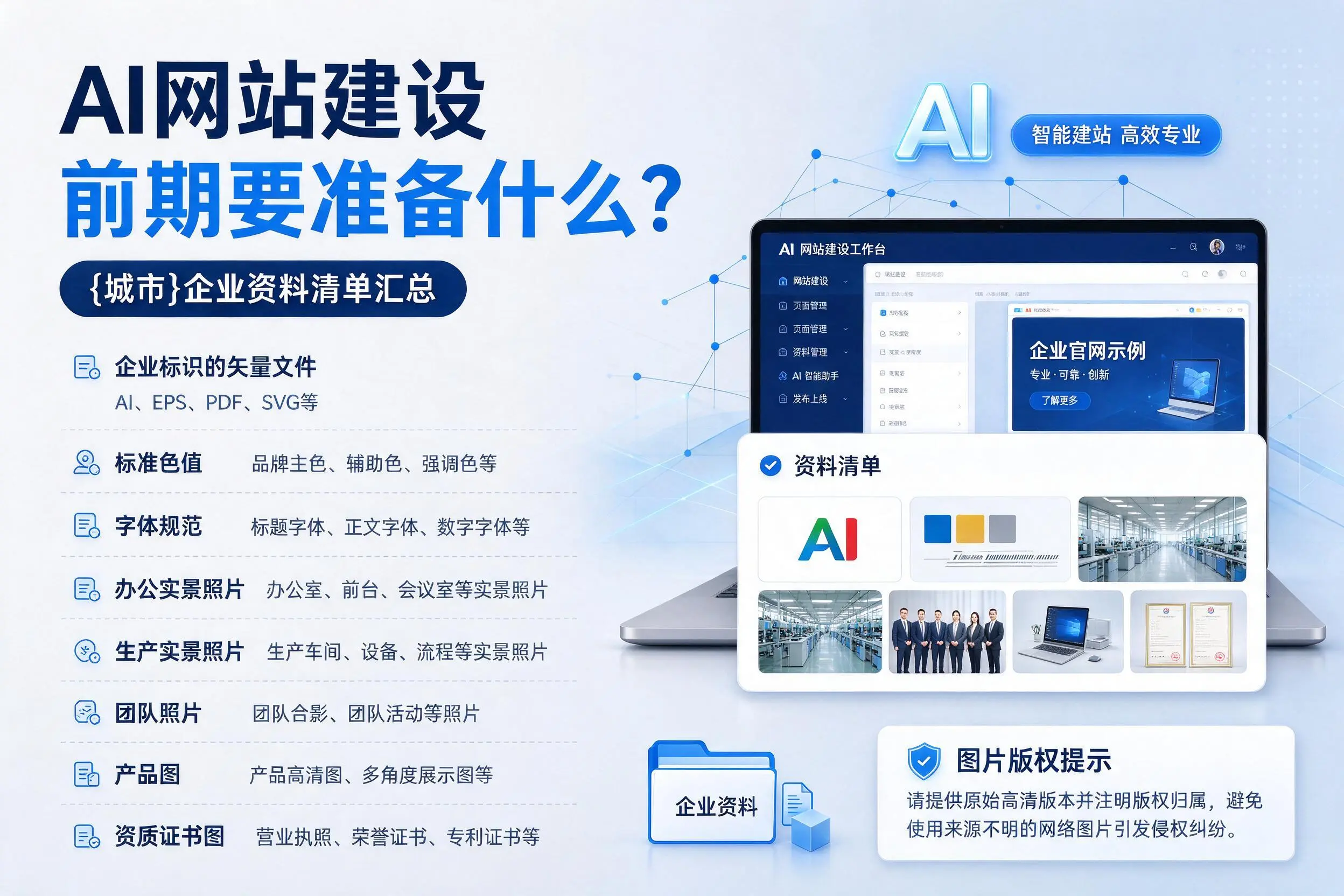 AI网站建设前期要准备什么？邯郸企业资料清单汇总