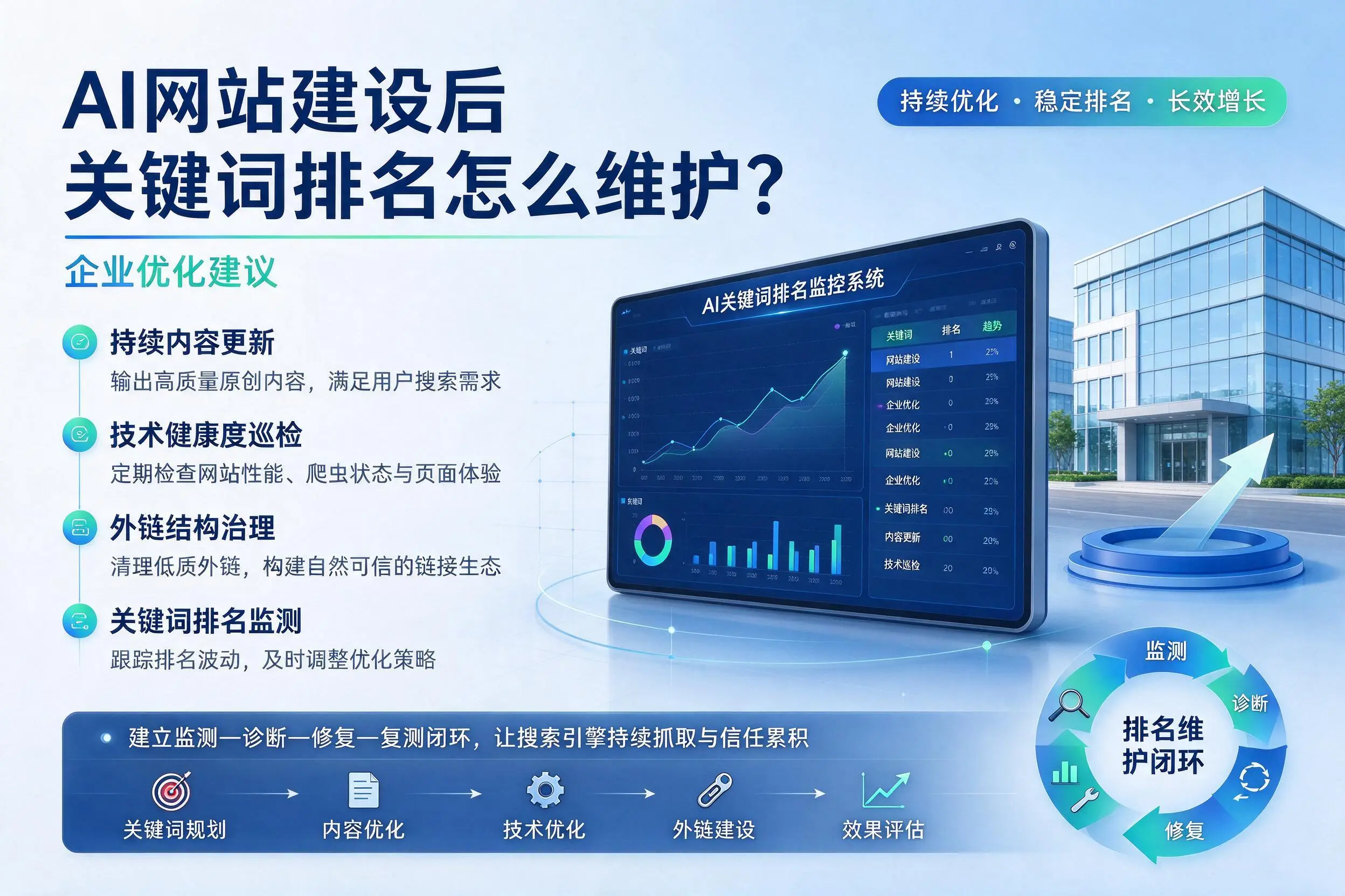 AI网站建设后关键词排名怎么维护？邯郸企业优化建议