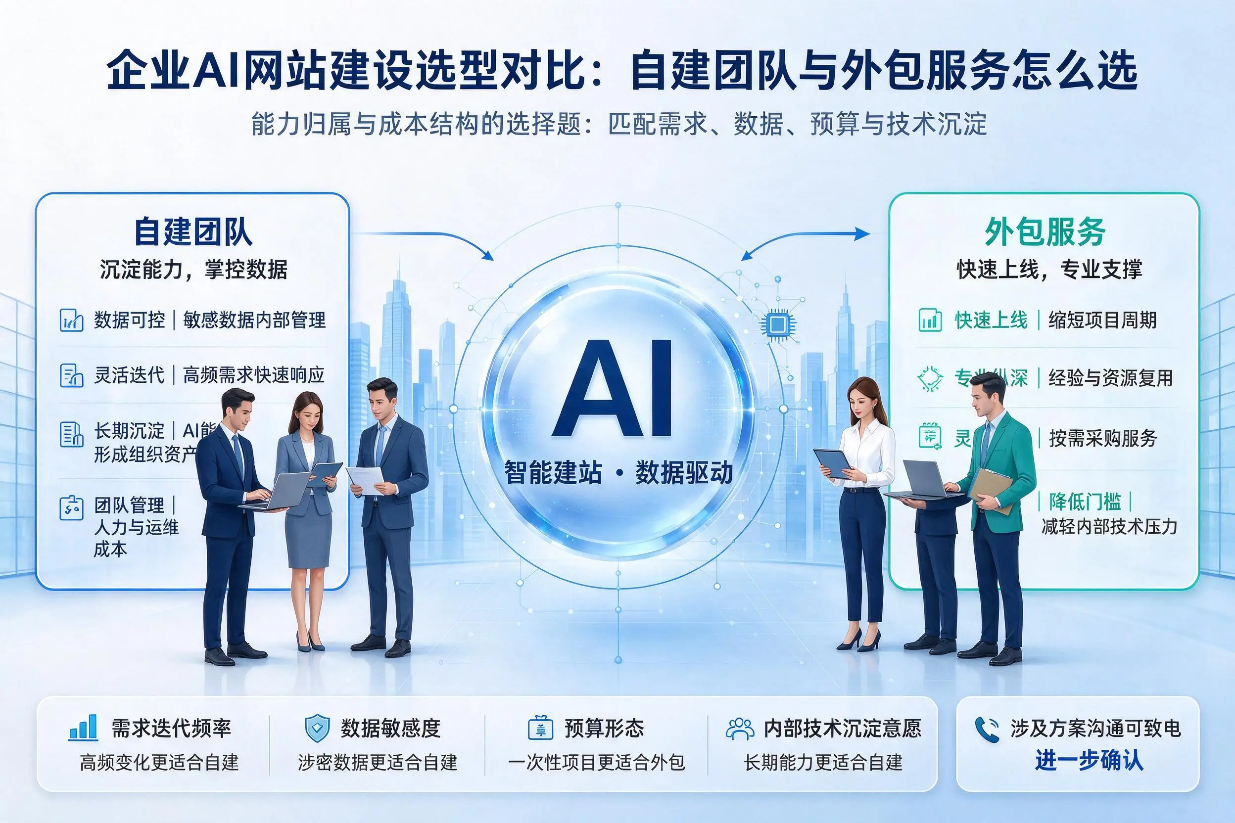 邯郸企业AI网站建设选型对比：自建团队与外包服务怎么选