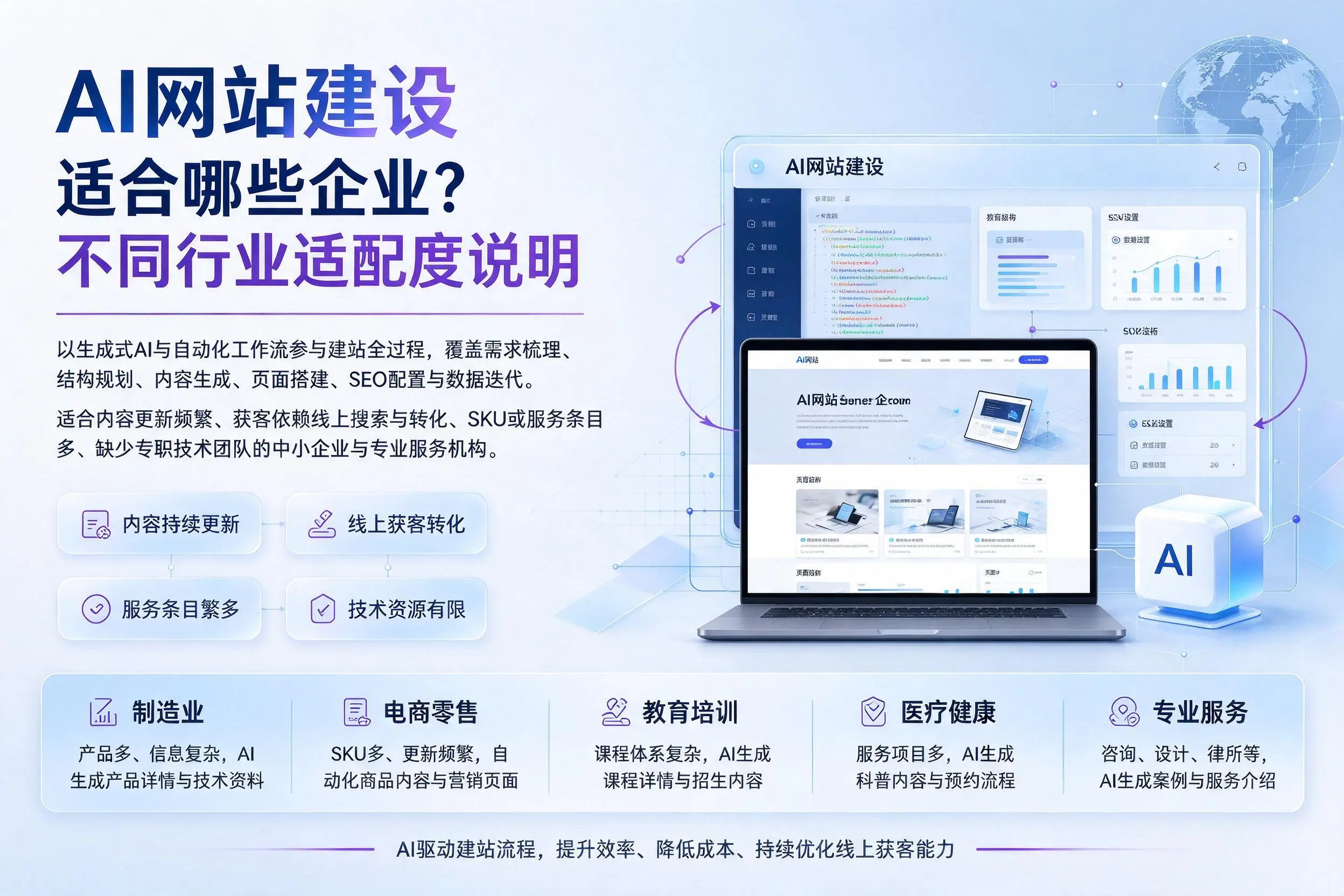 AI网站建设适合哪些企业？邯郸不同行业适配度说明